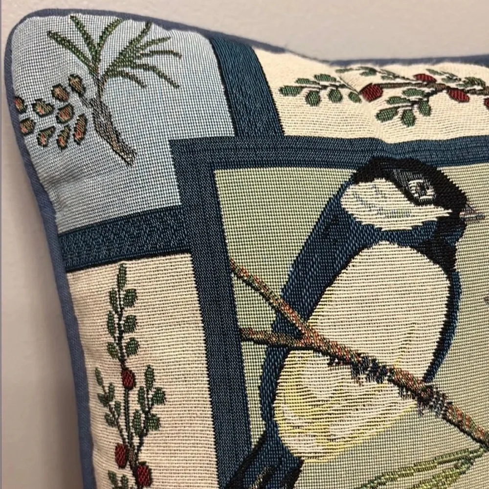 Bluebird tapestry throw pillow